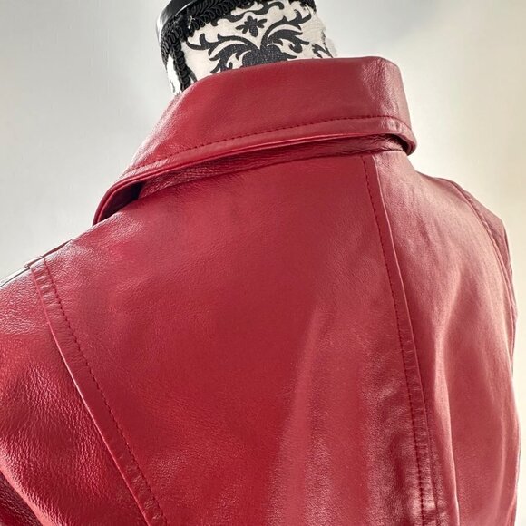 90s Vintage Red Leather Zip-Up Jacket โ Dialogue Size 1X - Picture 10 of 16